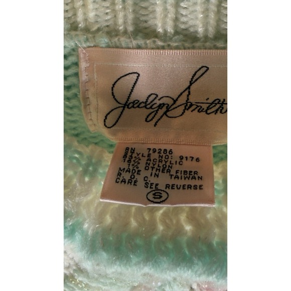 Rare Jaclyn Smith Vintage Sweater Chunky Beaded 80's White Blue Pink Small - Picture 15 of 16